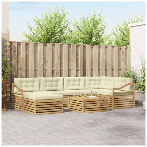 Set di divani da esterno con cuscino 7 pcs Bianco e Crema - Foto 2