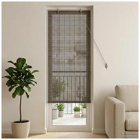 Tenda a rullo Grigio 50 x 220 cm Bambù - Foto 2