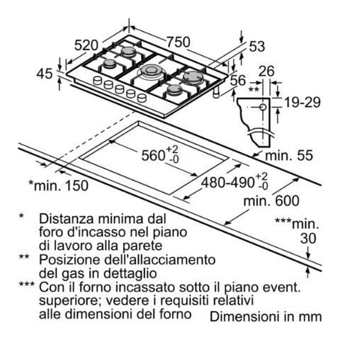 Piano Cottura EC7A5QB90 a Gas 5 Fuochi Gas Colore Inox - Foto 9