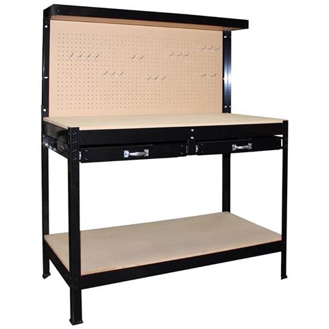 Tavolo Da Lavoro Fisso Con Pannello E 2 Cassetti - L 122 X H 150 X P 61 Cm - Foto 2
