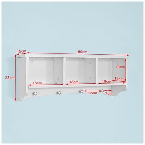 Portachiavi Da Parete Appendichiavi Appendiabiti Mensola Da Bagno Bianco L60cm Frg48-w It - Foto 2