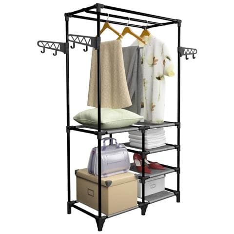 Appendiabiti Acciaio e Tessuto non Tessuto 87x44x158 cm Nero - Foto 6