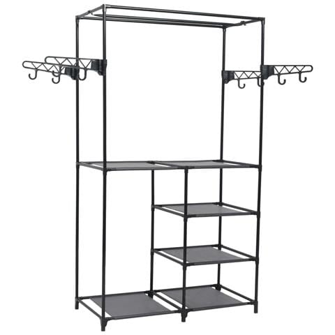 Appendiabiti Acciaio e Tessuto non Tessuto 87x44x158 cm Nero - Foto 1