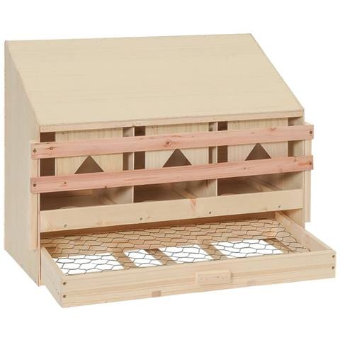 Casetta Cova per Galline 3 Scomparti 72x33x54 cm Legno di Pino - Foto 2