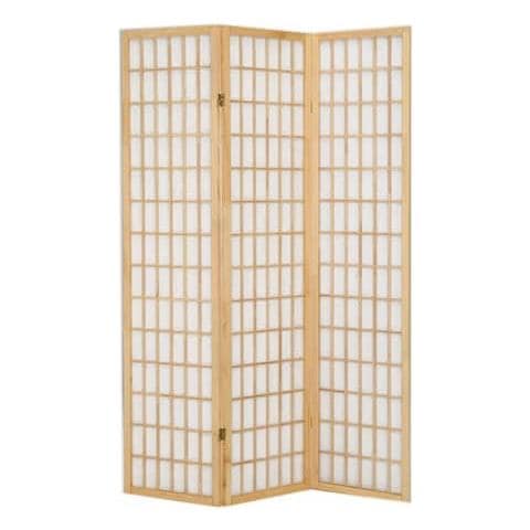 Paravento A 3 Ante In Legno E Carta Di Riso Faggio Ny1002-3 - Foto 1