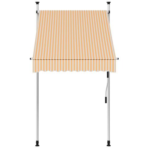 Tenda Da Sole Retrattile Manuale 100 Cm Strisce Arancio Bianche - Foto 2