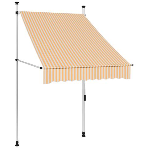 Tenda Da Sole Retrattile Manuale 100 Cm Strisce Arancio Bianche - Foto 1