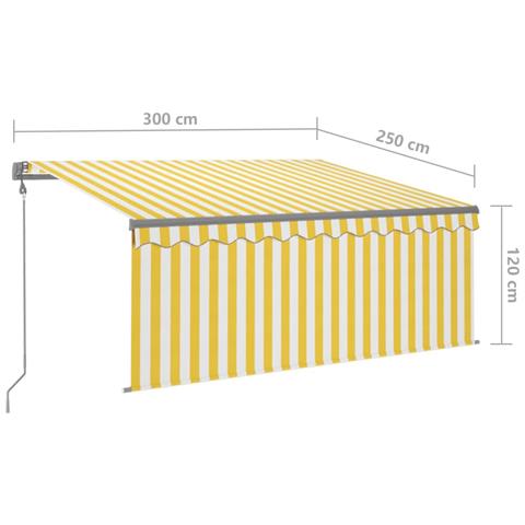 Tenda Sole Retrattile Automatica e Parasole 3x2,5mGialla Bianca - Foto 8