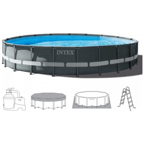 26334GN piscina fuori terra Piscina con bordi Piscina rotonda 30079 L Grigio - Foto 2