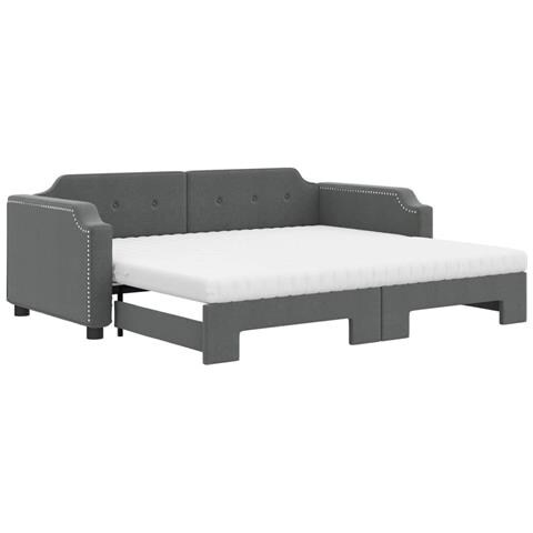 Divano Letto Estraibile Materassi Grigio Scuro 90x190cm Tessuto - Foto 1
