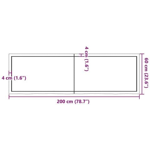Piano Tavolo Marrone 200x60x (2-6) cm Rovere Massello Trattato - Foto 2