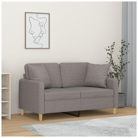 Divano A 2 Posti Con Cuscini Grigio Chiaro 120 Cm In Tessuto - Foto 1