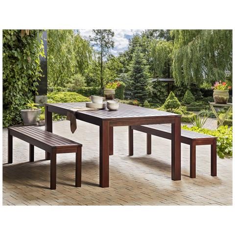 Panchina Da Giardino Tuscania 160 Cm Legno Legno Scuro - Foto 1