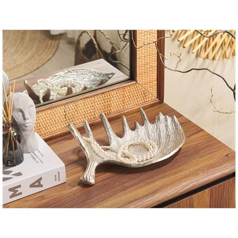 Piatto Decorativo Corna D'alce Carthage Metallo Argento - Foto 1