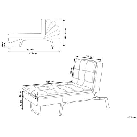 Chaise Longue Loiret Velluto Nero - Foto 7