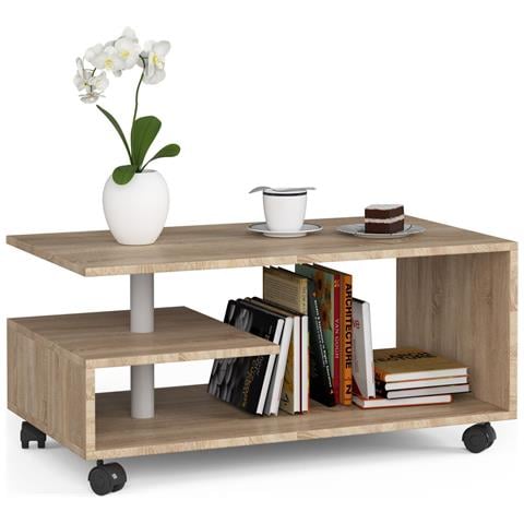 Tavolino da caff? su ruote VINI, 90x51x40 cm, Colore Sonoma Quercia - Foto 1