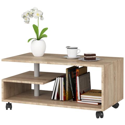 Tavolino da caff? su ruote VINI, 90x51x40 cm, Colore Sonoma Quercia - Foto 2