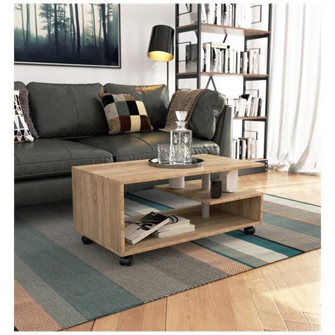 Tavolino da caff? su ruote VINI, 90x51x40 cm, Colore Sonoma Quercia - Foto 5