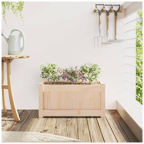 Fioriera Da Giardino 60x31x31 Cm In Legno Massello Di Pino - Foto 3