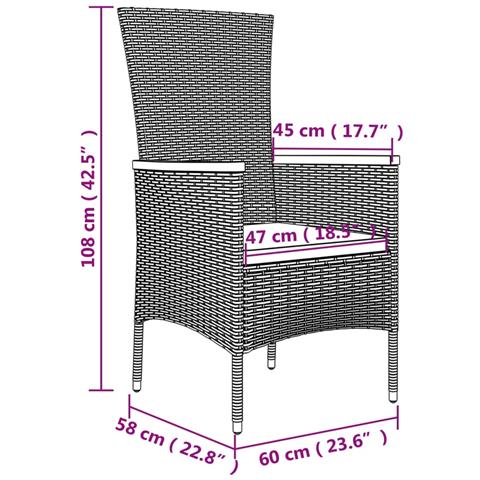Set Da Pranzo Da Giardino 7 Pz Con Cuscini In Polyrattan Grigio - Foto 8