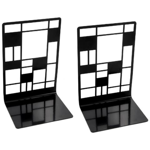 Set Di 2 Fermalibri, Fermalibri In Metallo Antiscivolo Stile Griglia Quadrata - Foto 3