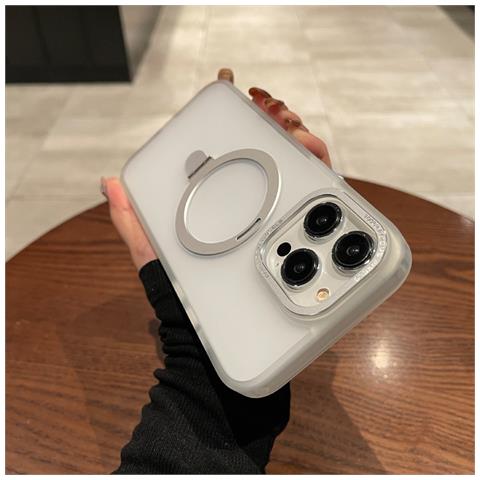 Custodia Magnetica Per Telefono Con Supporto Invisibile Compatibile Con Magsafe Silver Iphone 15 Pro - Foto 2