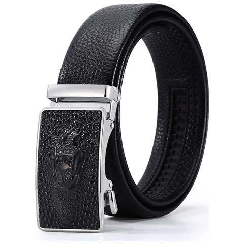 Cintura In Pelle Con Fibbia Automatica Argentata - Elegante E Regolabile Modello 3 - Foto 3