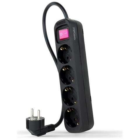 10.37.0004-BK prolunghe e multiple 1,4 m 4 presa (e) AC Interno Nero - Foto 1