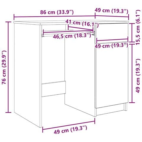 Scrivania Grigio Cemento 86x49x76 cm in Legno Multistrato - Foto 2