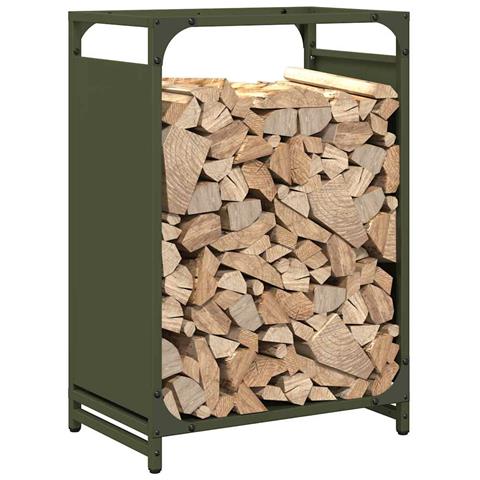 Rastrelliera per Legna da Ardere Verde Oliva 44x28x65 cm - Foto 2