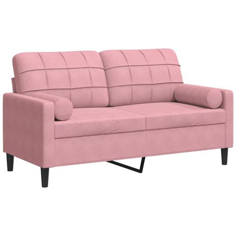 Divano A 2 Posti Con Cuscini Rosa 140 Cm In Velluto - Foto 2