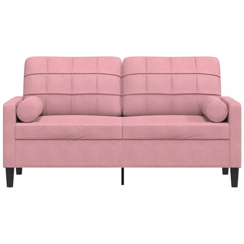 Divano A 2 Posti Con Cuscini Rosa 140 Cm In Velluto - Foto 3
