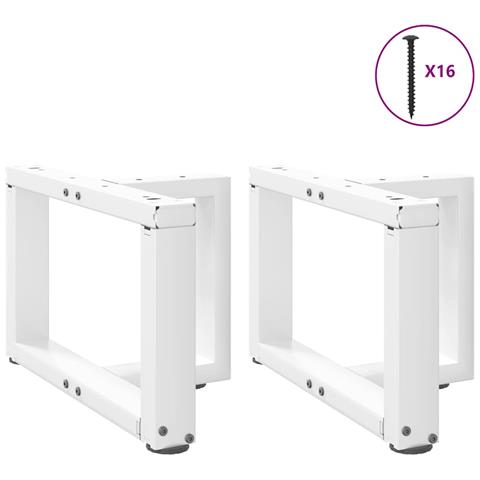 Gambe Tavolino Da Caffè A T 2 Pz Bianco 50x25x(30-31)cm Acciaio - Foto 3