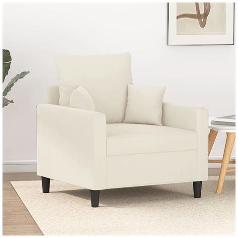 Poltrona Crema 60 Cm Velluto - Foto 1