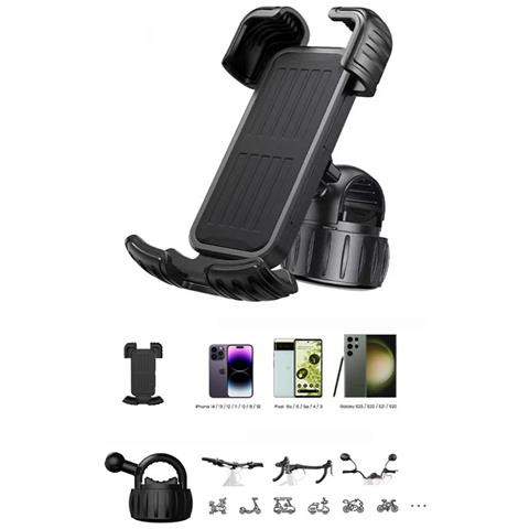 Supporto Per Telefono Da Bici Nero Sicuro Con Manopola Brevettata - Manubrio - Foto 2