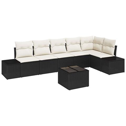 Set di divani da giardino 6 pezzi con cuscini Rattan polyrattan marrone - Foto 1