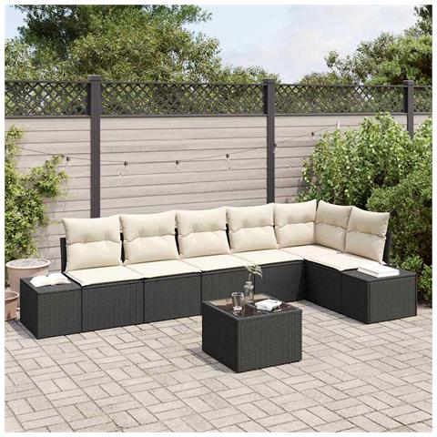 Set di divani da giardino 6 pezzi con cuscini Rattan polyrattan marrone - Foto 2