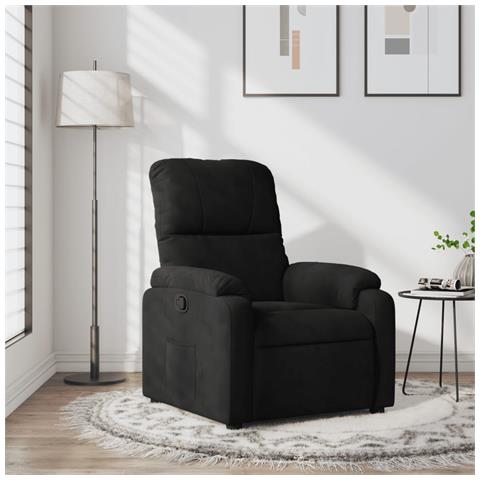 Poltrona Reclinabile Nera in Tessuto di Microfibra - Foto 2