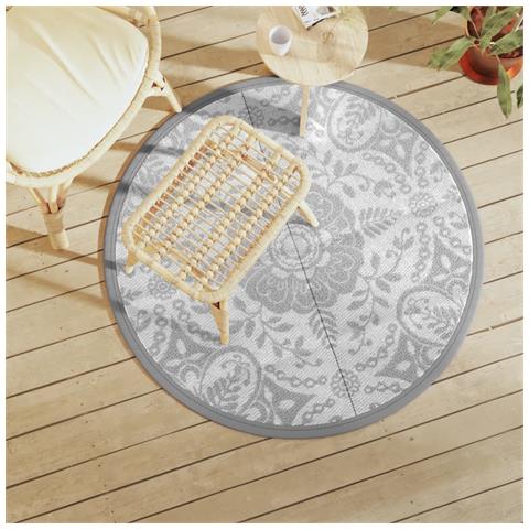 Tappeto da Esterni ARAKIL Grigio Chiaro Ø120 cm in PP - Foto 2