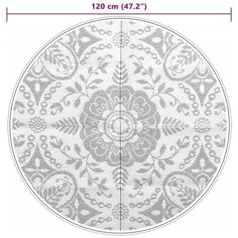 Tappeto da Esterni ARAKIL Grigio Chiaro Ø120 cm in PP - Foto 6