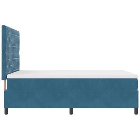 Letto a Box Spring con Materasso Blu Scuro 140x200 cm Velluto - Foto 9