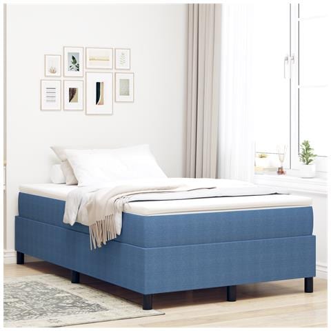 Letto Box Spring Blu 120x200 cm Tessuto in Velluto Corduroy - Foto 2