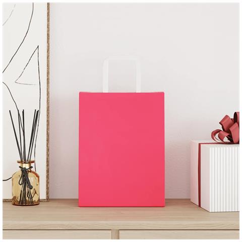 Sacchetti di Carta 250 pz con Manici Rosa 21x11x28 cm - Foto 2