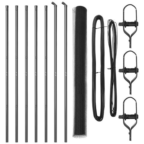 Recinzione Esagonale  Grigio 1,6x10 m Acciaio, Pali per Recinzione  7 pz Grigio Ø32 mm 210 cm Acciaio Zincato - Foto 1