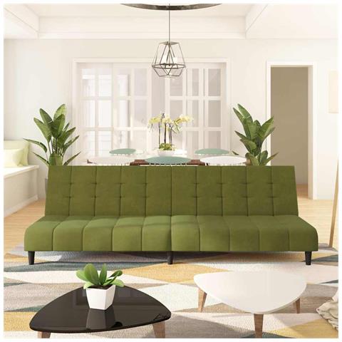 Divano Letto a 2 Posti Verde Chiaro in Velluto - Foto 2