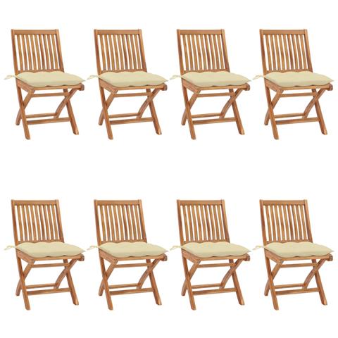 Lusso Casadino -  Sedie Da Giardino Pieghevoli Con Cuscini 8 Pz Massello Di Teak - Foto 2