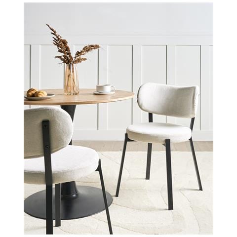 Set Di 2 Sedie Da Pranzo Bronte Tessuto Beige Chiaro - Foto 1