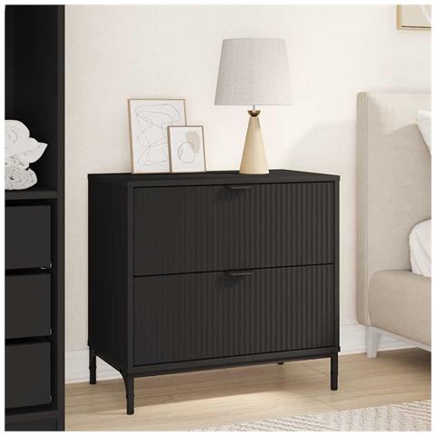 Comodino con cassetto Nero 63.5 x 36 x 61 cm Legno multistrato - Foto 2