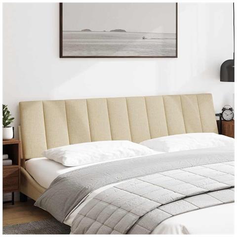 Cuscino Testiera Crema 200 cm in Tessuto - Foto 2