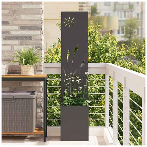 Vaso da Giardino con Pannello Decorativo Nero 32 x 140 cm - Foto 2